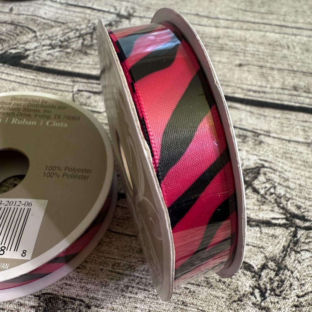 NWT! 🎀 Bundle Pink and black zebra print ribbon spools. New unopened packaging